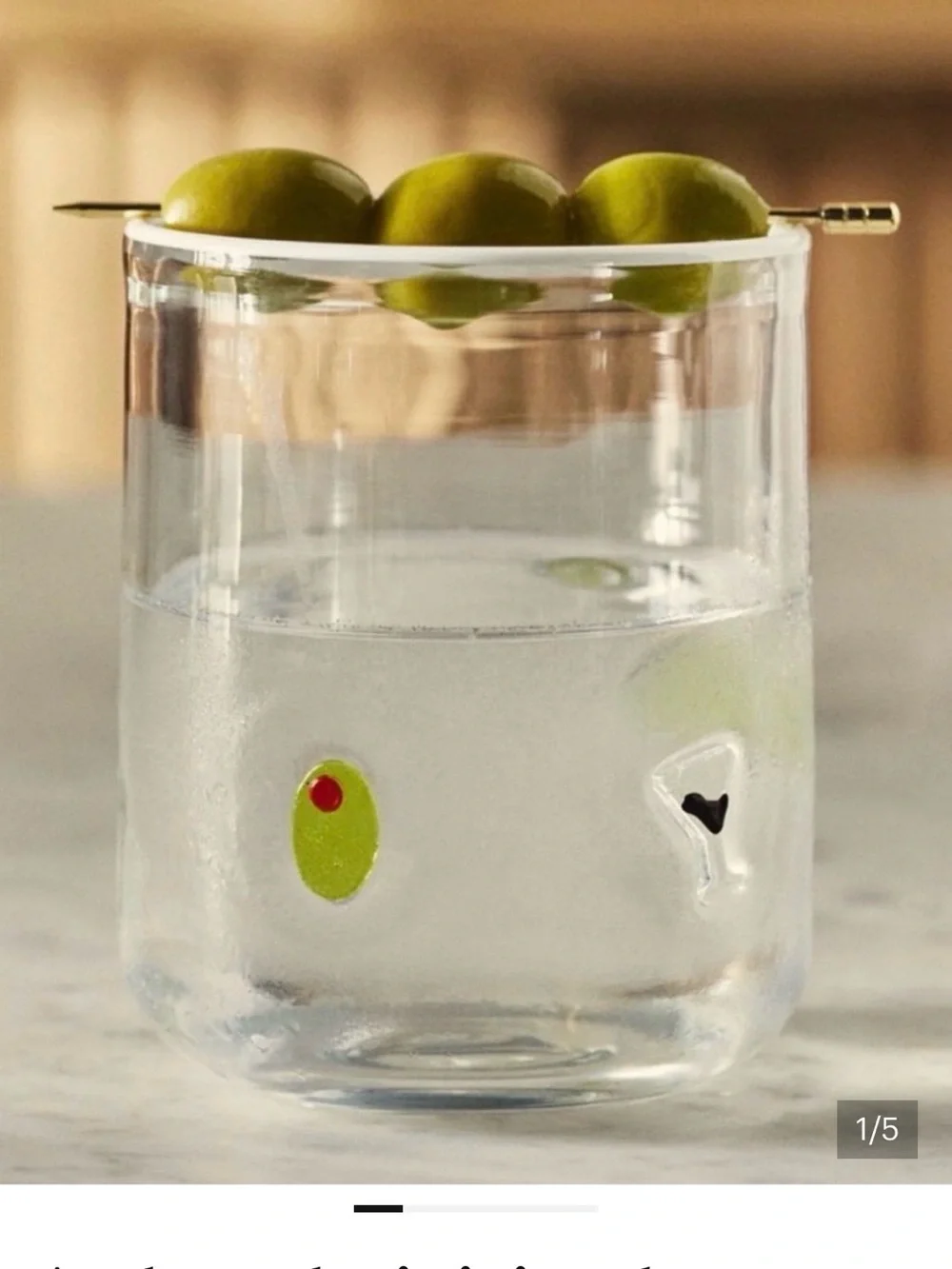 Anthropologie Icon Juice Glass – Martini Olive Cocktail Glass